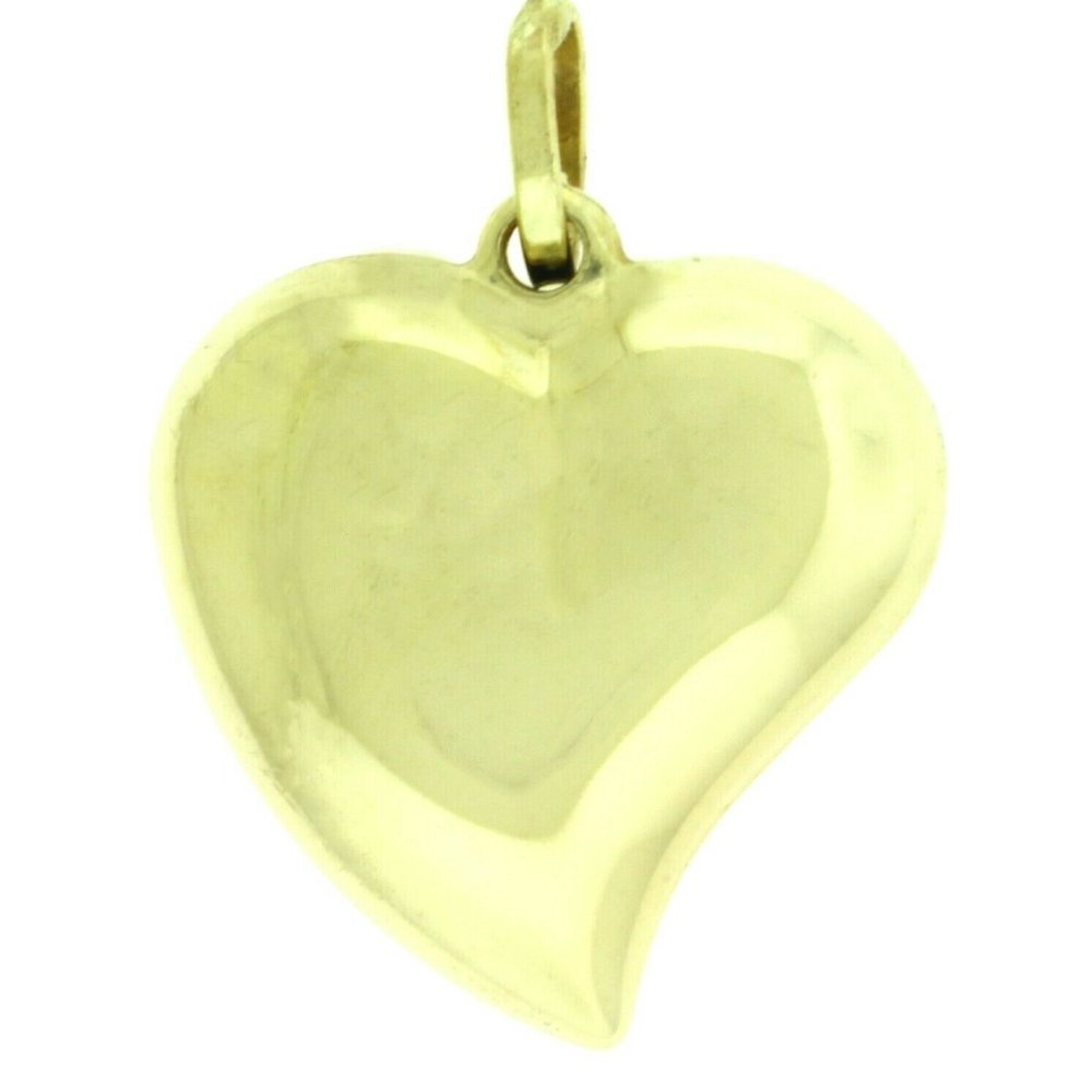 New Italian Real 14K Gold 3D Heart Charm Pendant